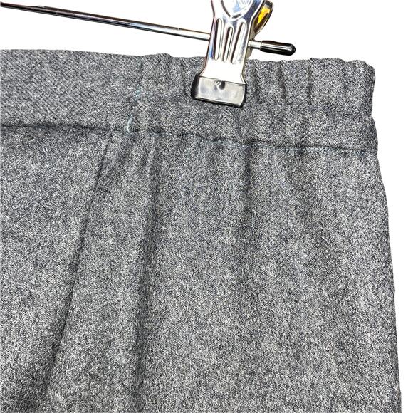 Vintage Wool Midi Skirt Dark Grey Women 10 Elastic Sections Lined Kick Pleat - Picture 5 of 6